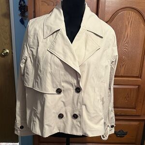 Women's tan Double-Breasted Cropped Trench Jacket